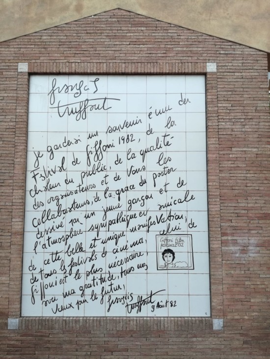 Riproduzione del messaggio lasciato da Truffaut agli organizzatori del GFF